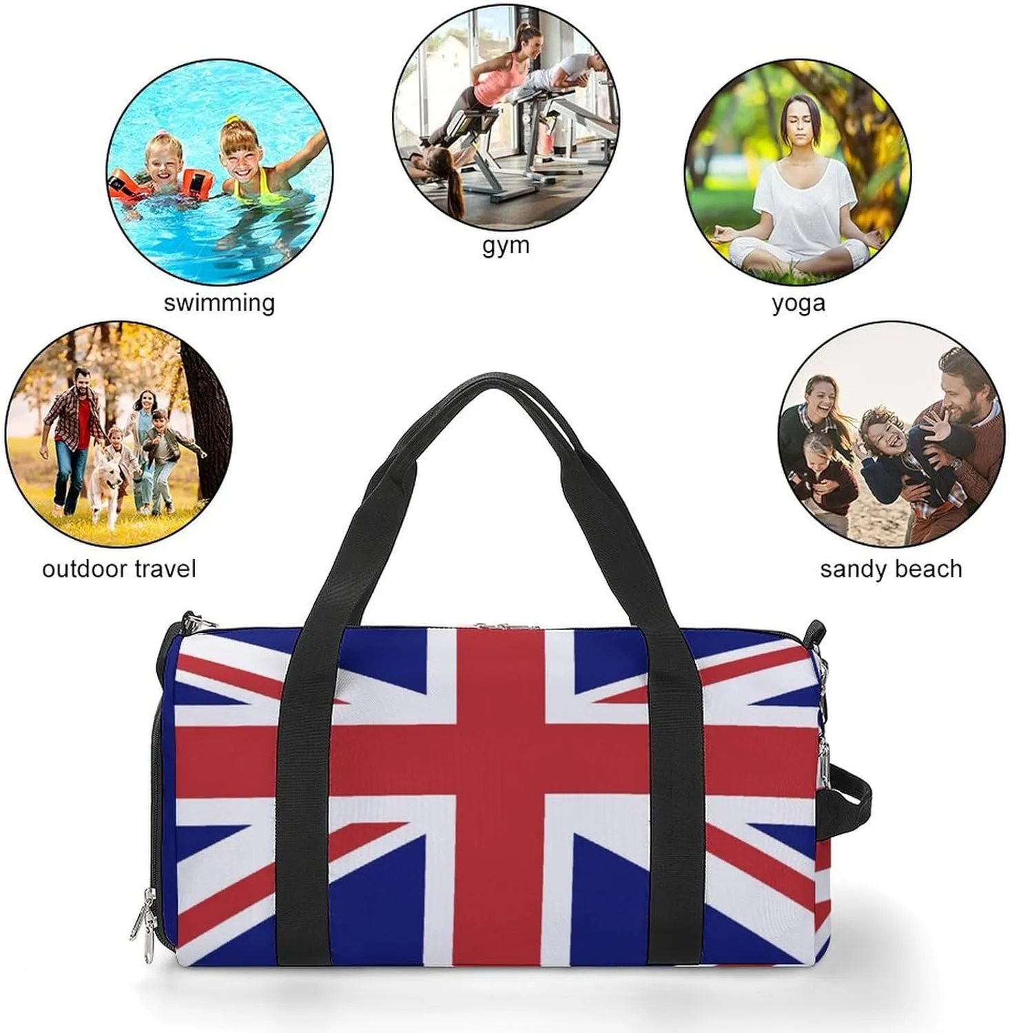 British Flag Duffel Bag for Men Women with Shoe Compartment Weekender Tote