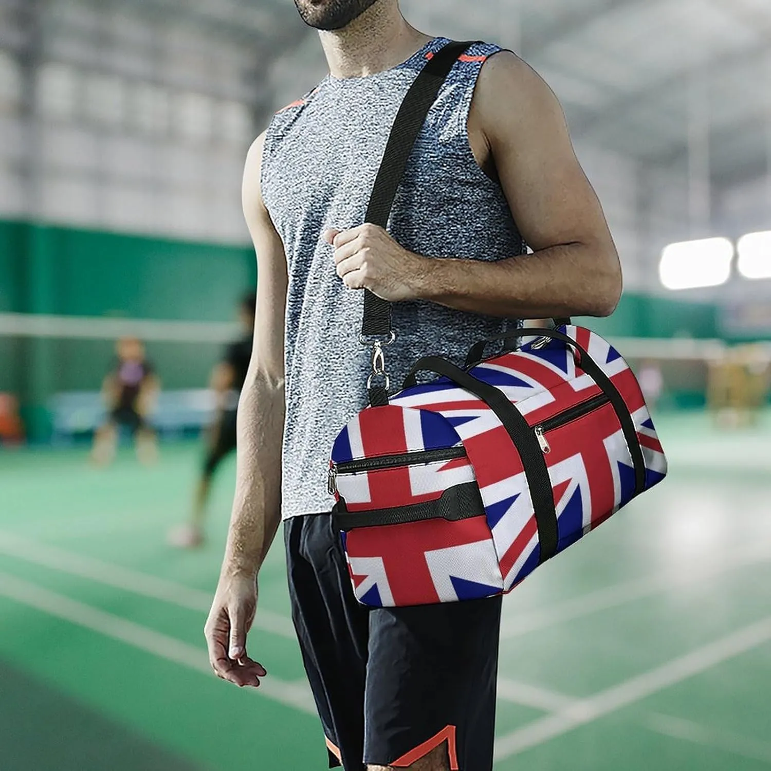 British Flag Duffel Bag for Men Women with Shoe Compartment Weekender Tote