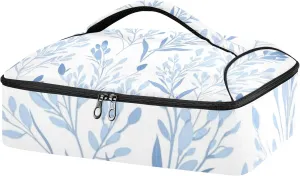 Burbuja Blue Wispy Wildflower Casserole Carrier for Hot or Cold Food, Insulated Casserole Carrier Bag Case with Dish Storage, Portable Thermal Tote Bag for Parties Potluck Picnic Camping