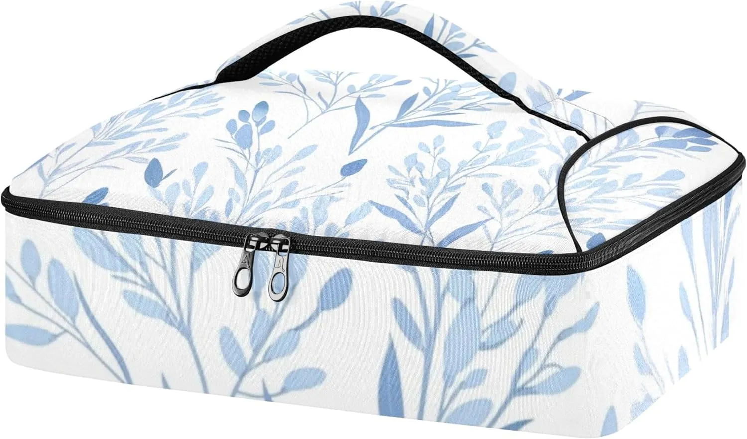 Burbuja Blue Wispy Wildflower Casserole Carrier for Hot or Cold Food, Insulated Casserole Carrier Bag Case with Dish Storage, Portable Thermal Tote Bag for Parties Potluck Picnic Camping