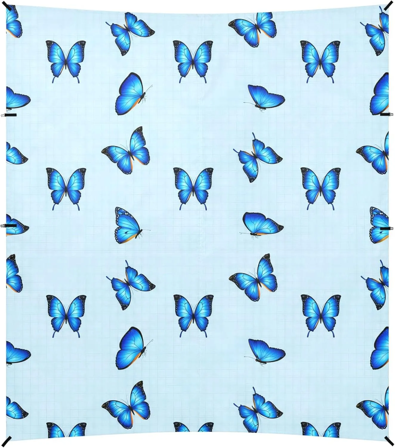 Burbuja Butterflies on Blue Beach Canopy Windproof Beach Tent Sun Shade with 4 Sandbags & Sand Shovel, Portable Sun Shelter for Family Camping Picnic