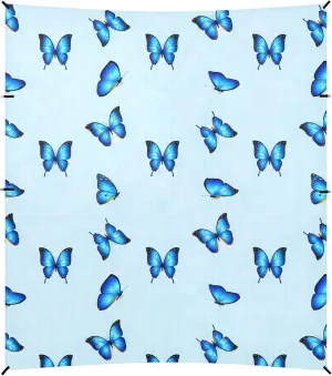 Burbuja Butterflies on Blue Beach Canopy Windproof Beach Tent Sun Shade with 4 Sandbags & Sand Shovel, Portable Sun Shelter for Family Camping Picnic