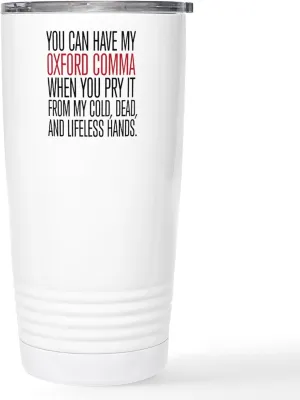 CafePress Oxford Comma Humor Stainless Steel Travel Mug 20 oz. Insulated Stainless Steel Coffee Tumbler