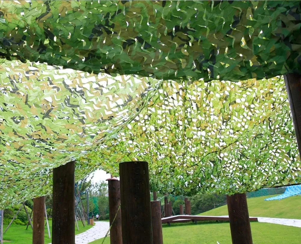 Camo Netting with Mesh Backing, Woodland Camouflage Netting Sun Shelter Outdoor Camping Shooting Hunting Fishing Party Decoration Sunshade Decoration Ceiling for Military Effect