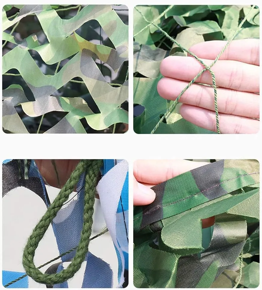 Camo Netting with Mesh Backing, Woodland Camouflage Netting Sun Shelter Outdoor Camping Shooting Hunting Fishing Party Decoration Sunshade Decoration Ceiling for Military Effect