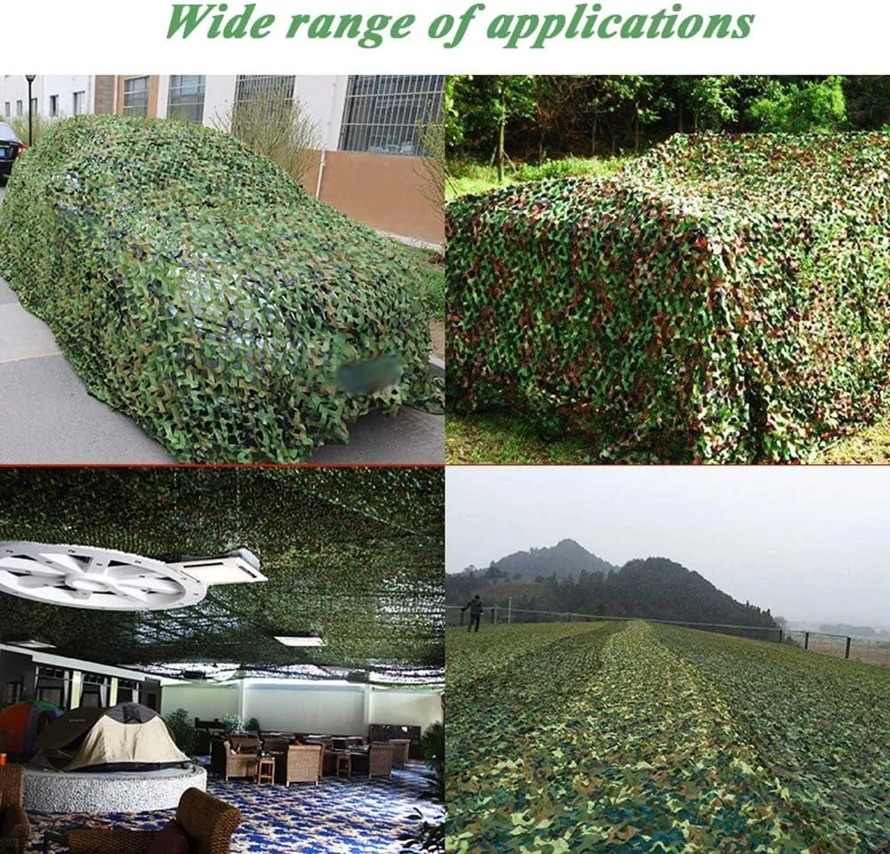 Camo Netting with Mesh Backing, Woodland Camouflage Netting Sun Shelter Outdoor Camping Shooting Hunting Fishing Party Decoration Sunshade Decoration Ceiling for Military Effect