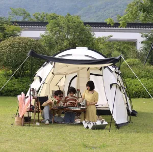 Camping Tunnel Tent - Durable Family Tent for Outdoor Gathering Festivals Party - 650 * 300 * 200CM (Beige 650 * 300 * 200CM) (Beige 650 * 300 * 200CM)