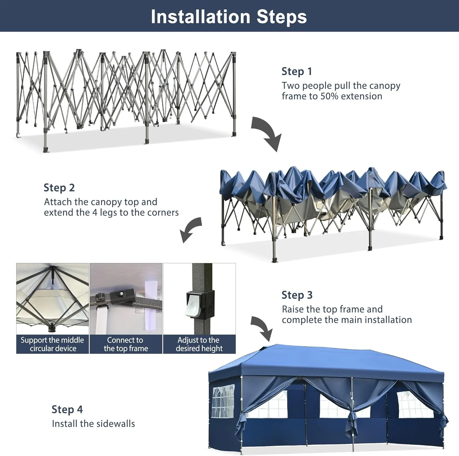 Canopy Tent, 10x20 Outdoor Canopy Tent, Pop Up Canopy with Sidewalls, Heavy Duty Canopy Event Wedding Tent, Wedding Party Tent for Parties with Wheeled Bag