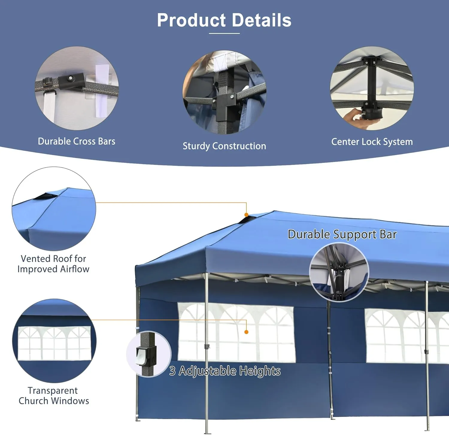 Canopy Tent, 10x20 Outdoor Canopy Tent, Pop Up Canopy with Sidewalls, Heavy Duty Canopy Event Wedding Tent, Wedding Party Tent for Parties with Wheeled Bag