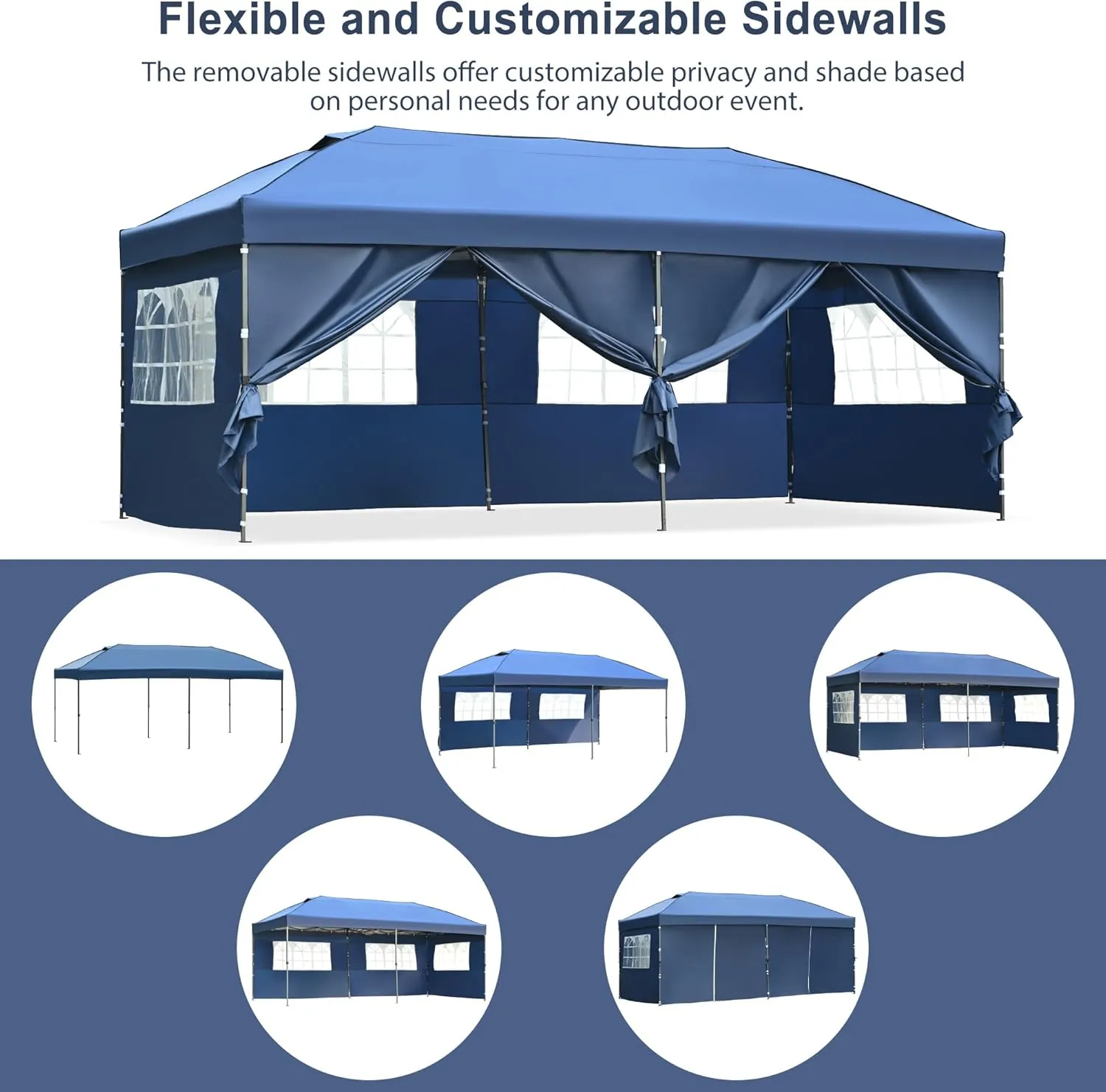 Canopy Tent, 10x20 Outdoor Canopy Tent, Pop Up Canopy with Sidewalls, Heavy Duty Canopy Event Wedding Tent, Wedding Party Tent for Parties with Wheeled Bag