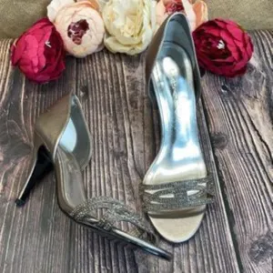Caparros Sand Irina Embellished Evening Pumps 8.5B