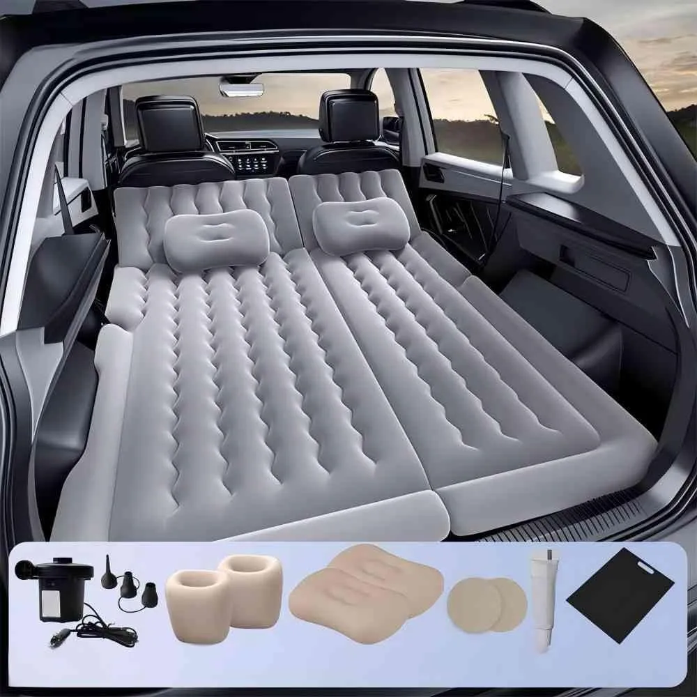 Car Air Mattress for Cadillac XT4 2018 2019 2020 2021 2022 2023,Flocking & PVC Thickened Double-Sided Portable Foldable Sleeping Pad Back Seat Trunk Inflatable Electric Pump Pillows,A