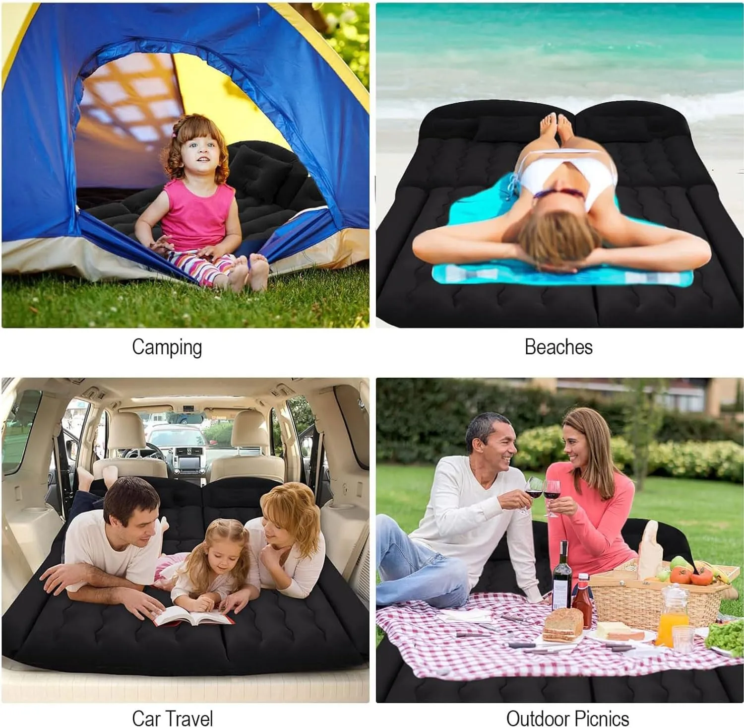 Car Air Mattress for Dodge Journey 2008-2013 2014 2015 2016 2017 2018 2019 2020, Car Mattress Inflatable Bed Portable Foldable with Pillow Camping Travel Car Accessories,Black