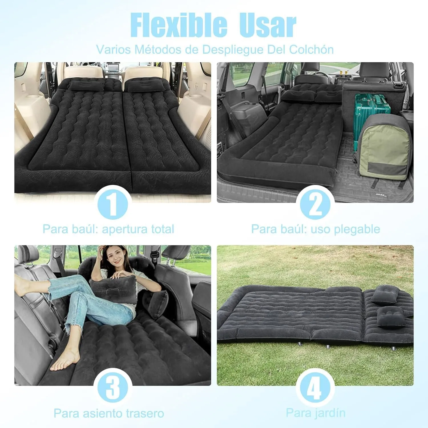 Car Air Mattress for Dodge Journey 2008-2013 2014 2015 2016 2017 2018 2019 2020, Car Mattress Inflatable Bed Portable Foldable with Pillow Camping Travel Car Accessories,Black