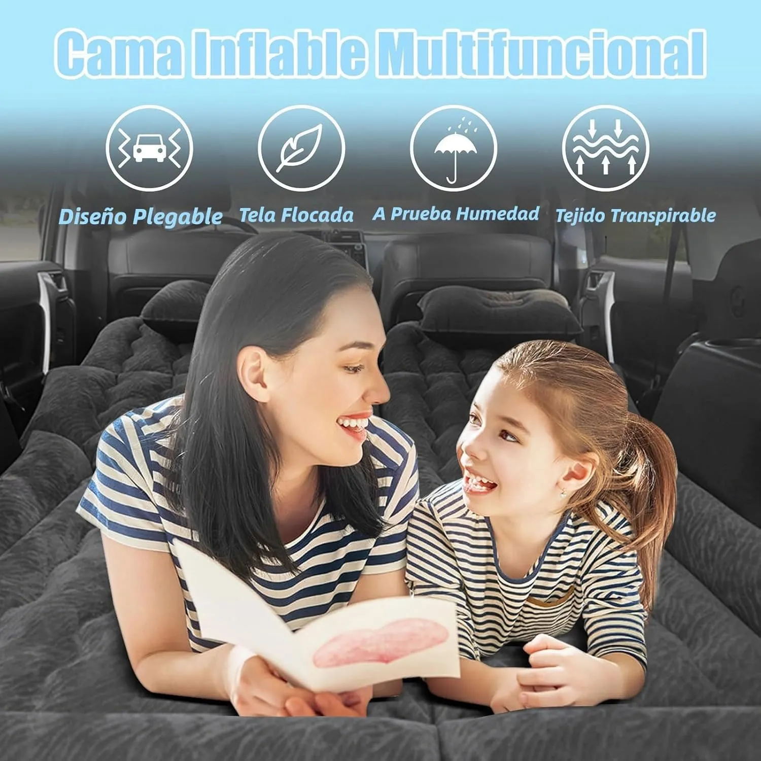 Car Air Mattress for Dodge Journey 2008-2013 2014 2015 2016 2017 2018 2019 2020, Car Mattress Inflatable Bed Portable Foldable with Pillow Camping Travel Car Accessories,Black