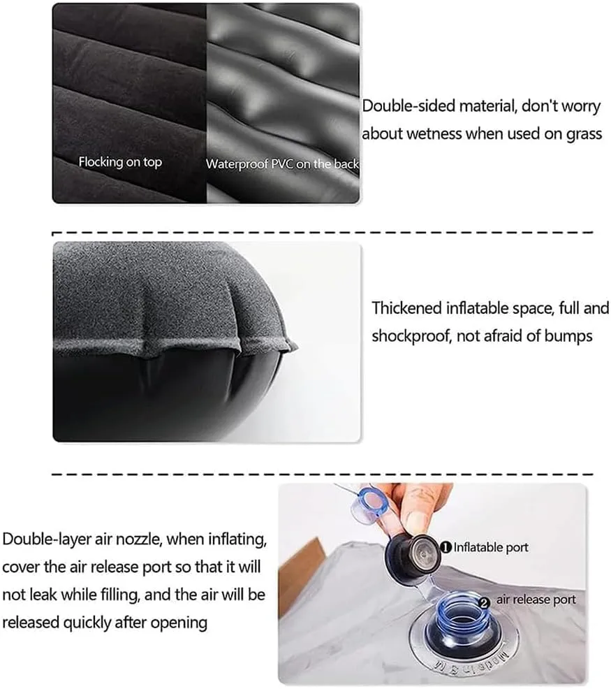 Car Air Mattress for Honda CRV HEV 2017 2018 2019 2020 2021,Flocking & PVC Thickened Double-Sided Portable Foldable Sleeping Pad Back Seat Trunk Inflatable Electric Pump Pillows,C