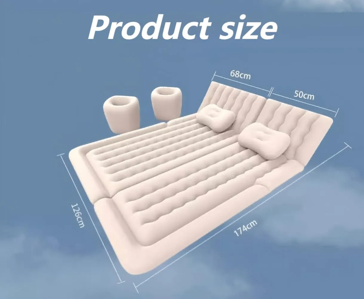 Car Air Mattress for Honda CRV HEV 2017 2018 2019 2020 2021,Flocking & PVC Thickened Double-Sided Portable Foldable Sleeping Pad Back Seat Trunk Inflatable Electric Pump Pillows,C