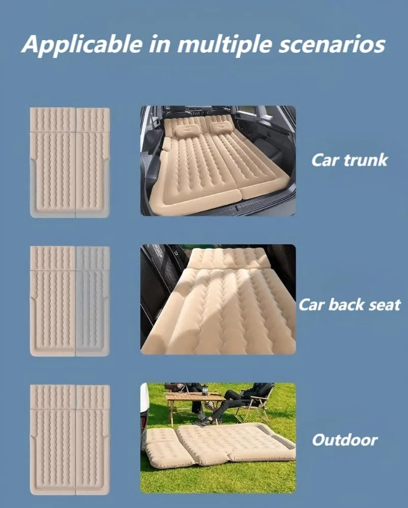 Car Air Mattress for Honda CRV HEV 2017 2018 2019 2020 2021,Flocking & PVC Thickened Double-Sided Portable Foldable Sleeping Pad Back Seat Trunk Inflatable Electric Pump Pillows,C