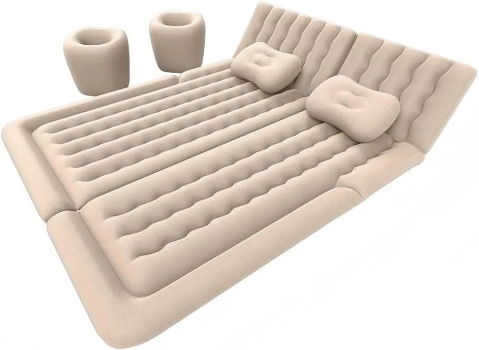 Car Air Mattress for Infiniti QX56 7seats(2/2/3) 2011-2014 2015 2016 2017 2018,Flocking & PVC Thickened Double-Sided Portable Foldable Sleeping Pad Back Seat Trunk Inflatable Electric Pump Pillows
