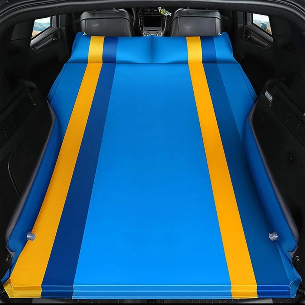 Car Inflatable Mattress, for Ford Explorer 2015-2019 Outdoor Camping Travel Portable Sleeping Pad AdjustableWear Resistant, Auto Accessories,C-Blue-Yellow