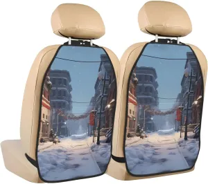 Car Seat Anti-Kick Storage Pads Pack of 2 Universal Car Seat Covers for SUV, Jeep, Truck and Sedan 26.4 x 18.5 Inches Snow Street Prints