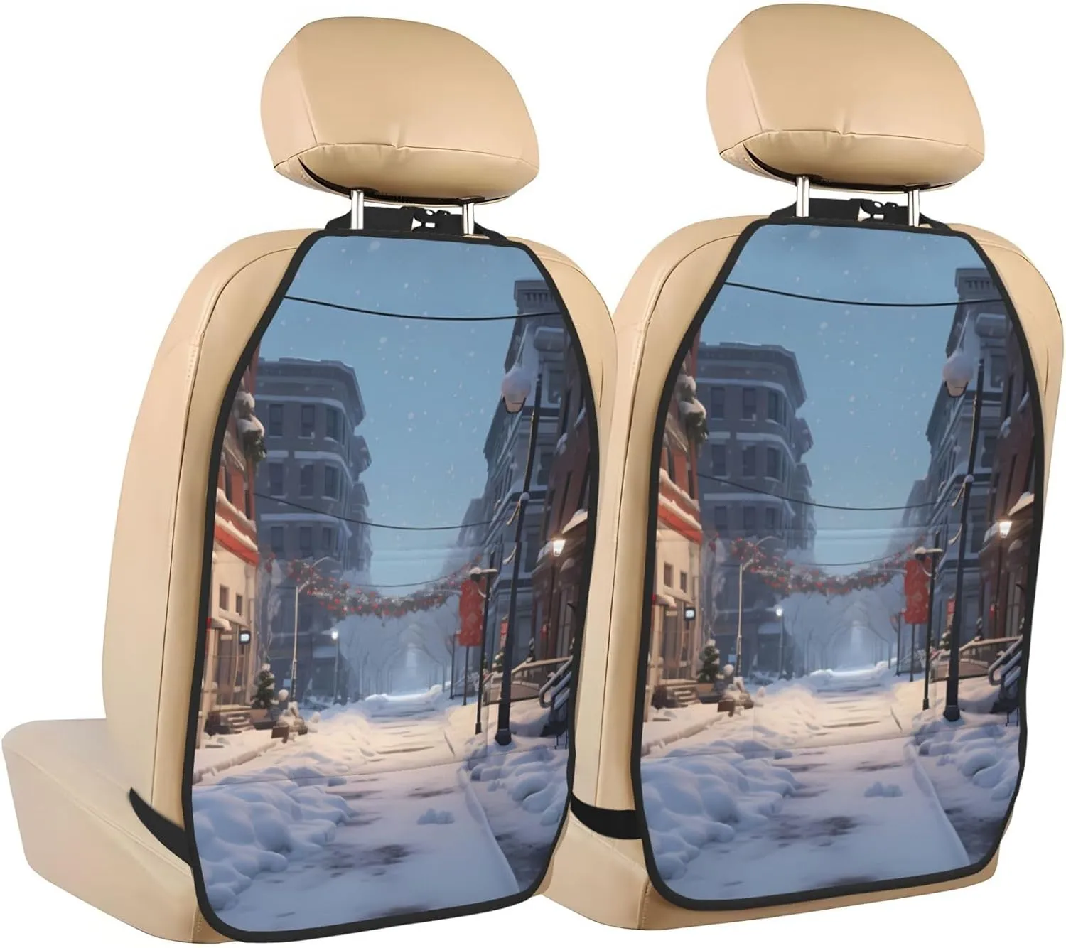 Car Seat Anti-Kick Storage Pads Pack of 2 Universal Car Seat Covers for SUV, Jeep, Truck and Sedan 26.4 x 18.5 Inches Snow Street Prints