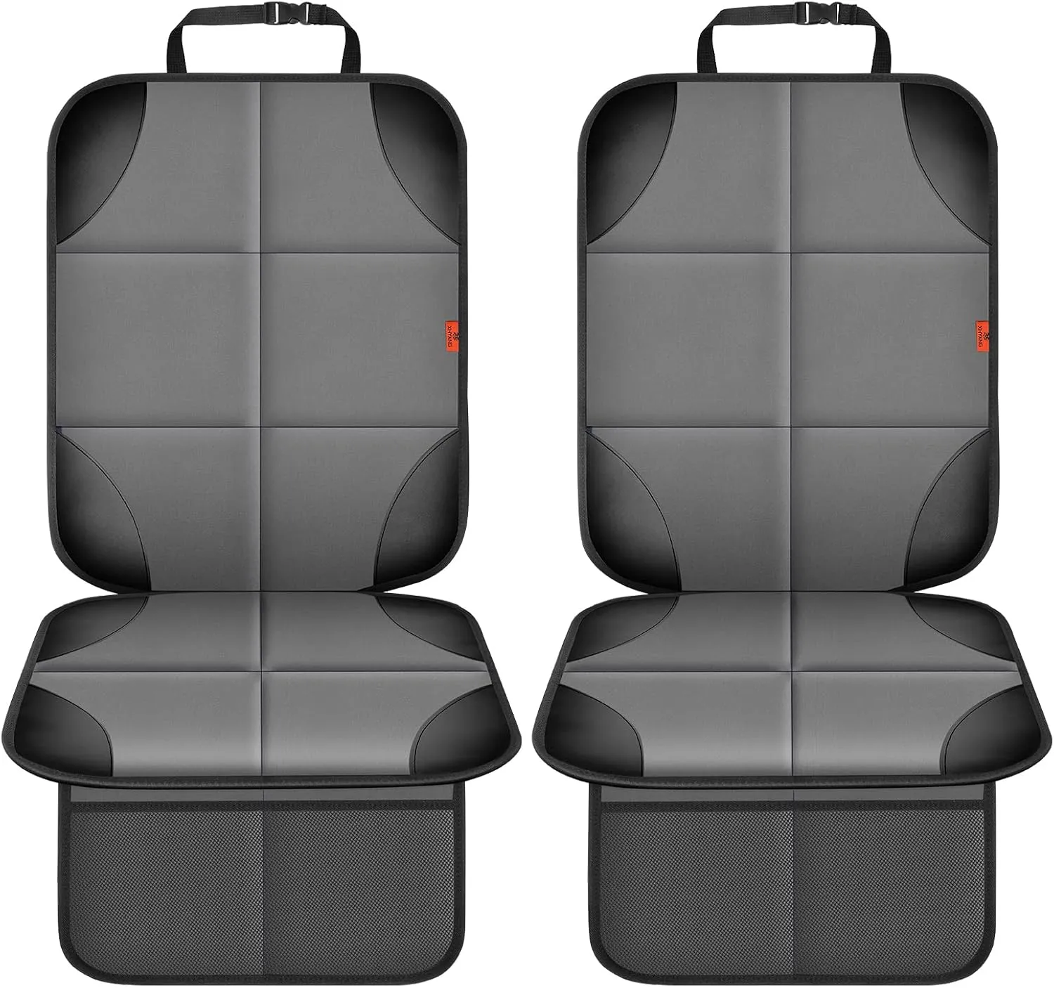 Car Seat Protector 2 Pack Car Seat Cushion Mat Thickest Padding,Waterproof 600D Fabric Car Seat Covers for Non-Slip Backing Mesh Pockets for Baby and Pet 2 Seat Protector Gray