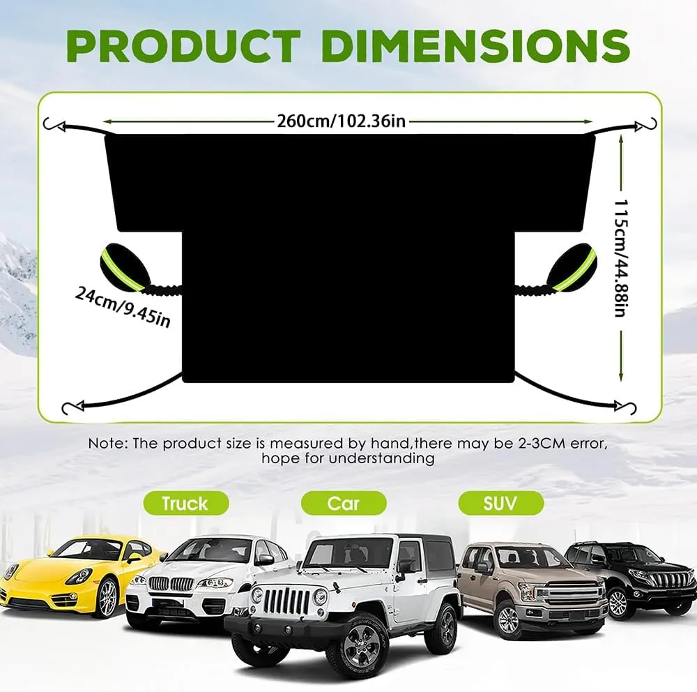 Car Windshield Snow Cover for Nissan Micra K13 Visia First/Acenta/Tekna 2010-2017, Magnetic Anti-Snow Cover Winter Frost Shield with Side Mirror Covers Front Windshield Cover for Ice and Snow