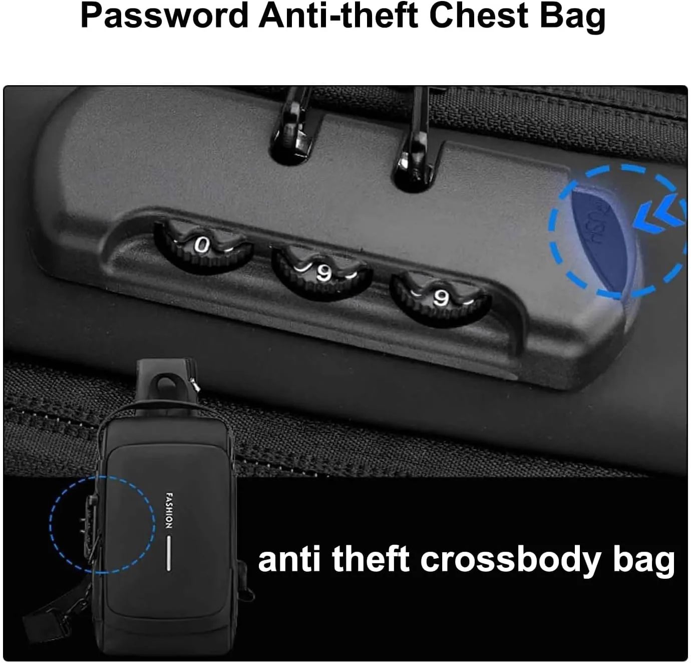 Carbon Fiber Streamline Anti-theft Sling Bag, Waterproof Durable Crossbody Bag with USB Charging Port (Blue Gold)