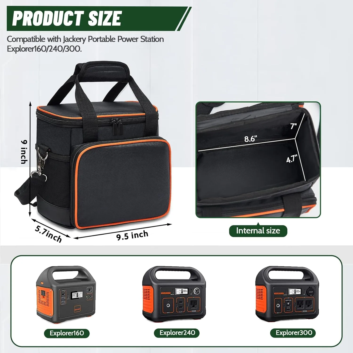 Carrying Bag for Jackery Portable Power Station Explorer 300 240 160 Storage Pockets Battery Case Travel Power Pack (Small(Fits 160/240/300W))