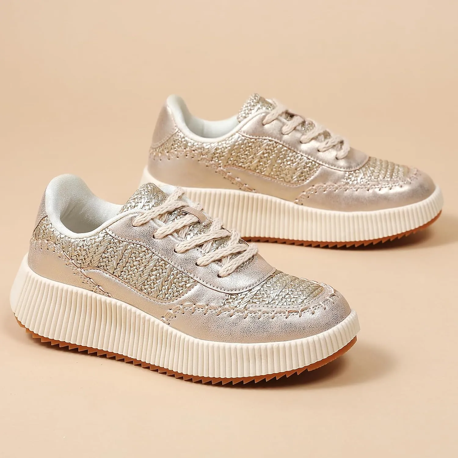 CERYTHRINA Platform Sneakers Women Fashion Shoes: 2.2 Inches - Chunky Braided Walking Shoes