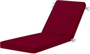 Chaise Lounge Cushions Outdoor, 72"x21"x3" Triple-Waterproof Outdoor Chair Cushions with Removable Cover, 4 Adjustable Ties Lounge Chair Cushions for Outdoor Furniture, Burgundy