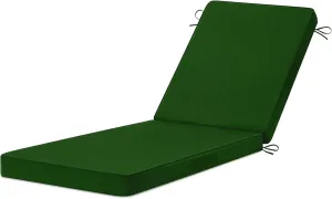 Chaise Lounge Cushions Outdoor, 72"x21"x3" Triple-Waterproof Outdoor Chair Cushions with Removable Cover, 4 Adjustable Ties Lounge Chair Cushions for Outdoor Furniture, Forest Green