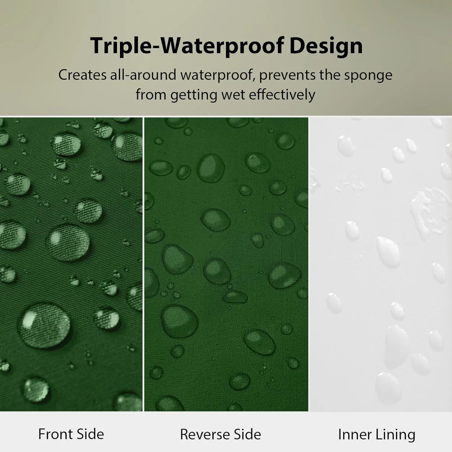 Chaise Lounge Cushions Outdoor, 72"x21"x3" Triple-Waterproof Outdoor Chair Cushions with Removable Cover, 4 Adjustable Ties Lounge Chair Cushions for Outdoor Furniture, Forest Green