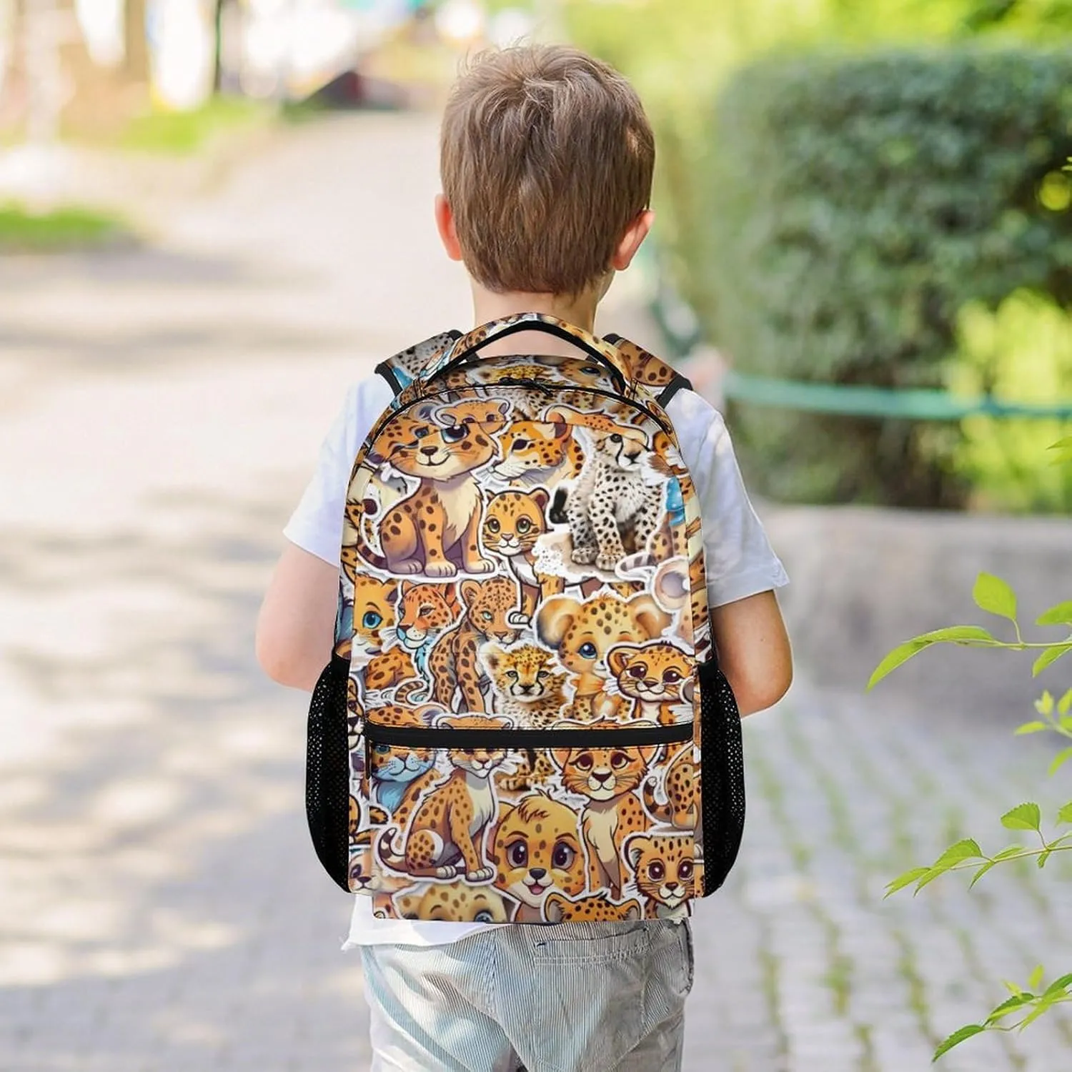 Cheetah Backpack for Girls Boys, 16 Inch School Bookbag with Adjustable Straps, Travel Bag Durable, Lightweight, Large Capacity
