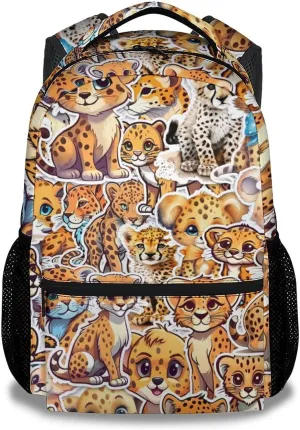 Cheetah Backpack for Girls Boys, 16 Inch School Bookbag with Adjustable Straps, Travel Bag Durable, Lightweight, Large Capacity