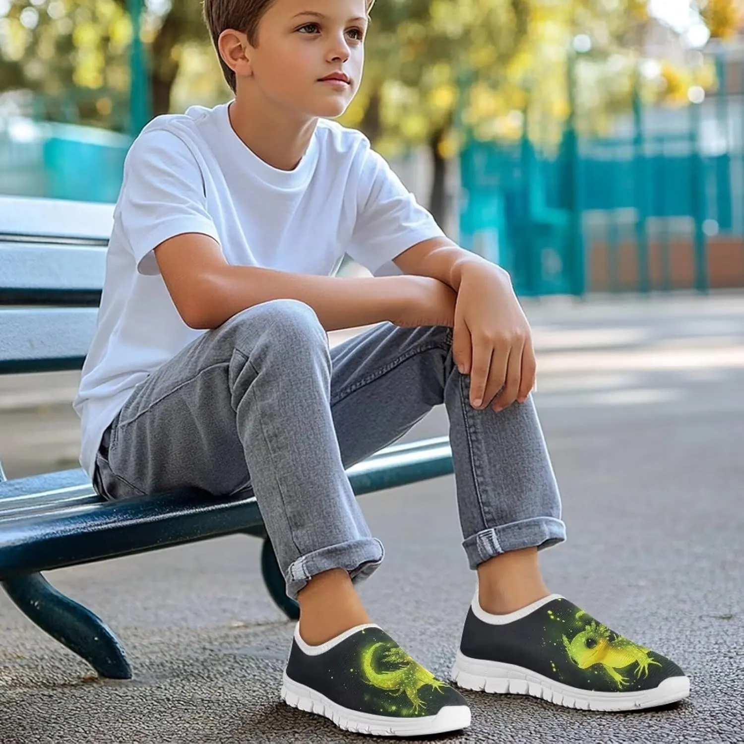 Children's Running Shoes Non-Slip Tennis Shoes Boys Girls Breathable Mesh Fashion Sports Sneaker
