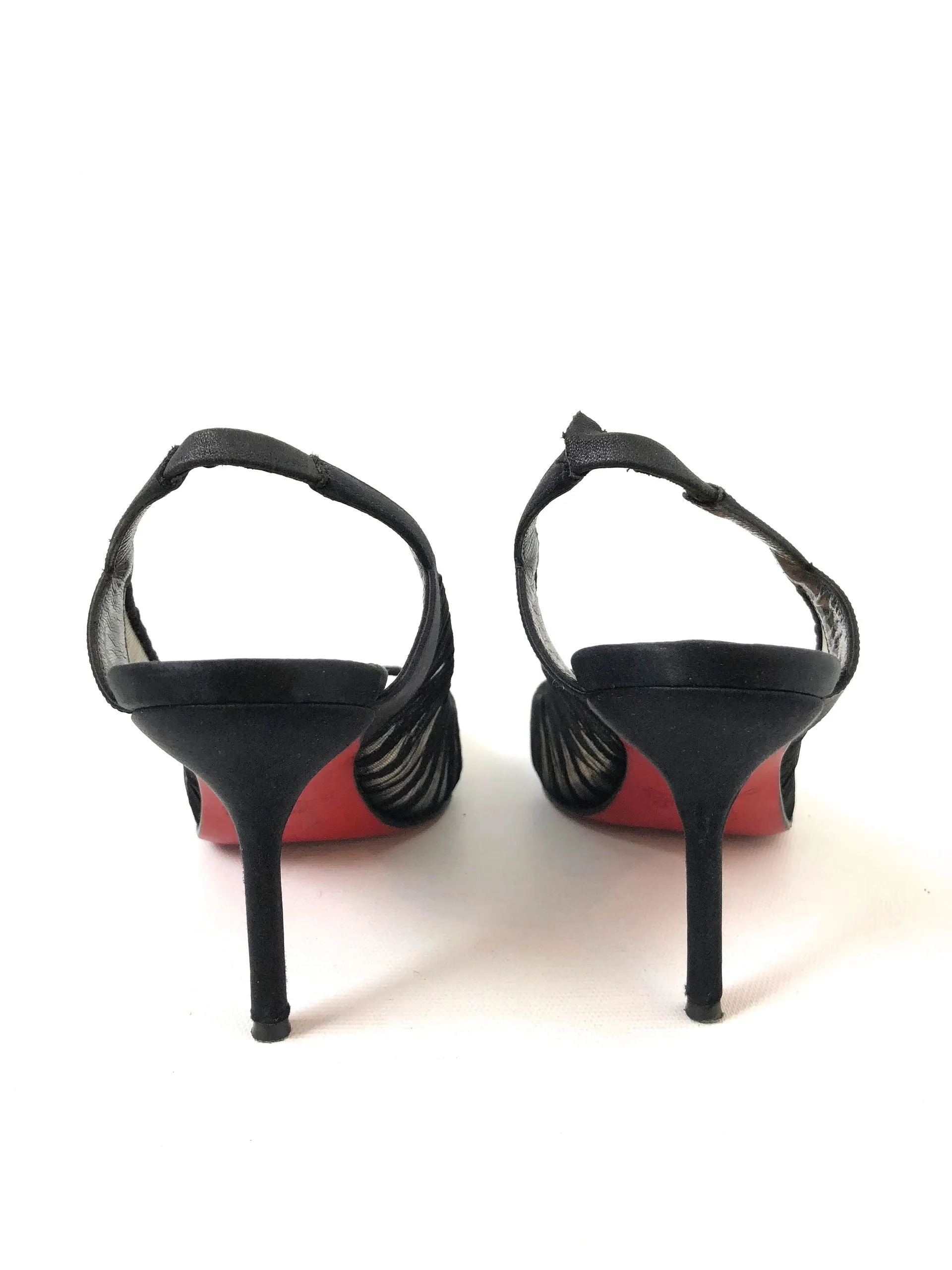 Christian Louboutin Rouched Tulle Slingback Size 36.5 It (6.5 Us)