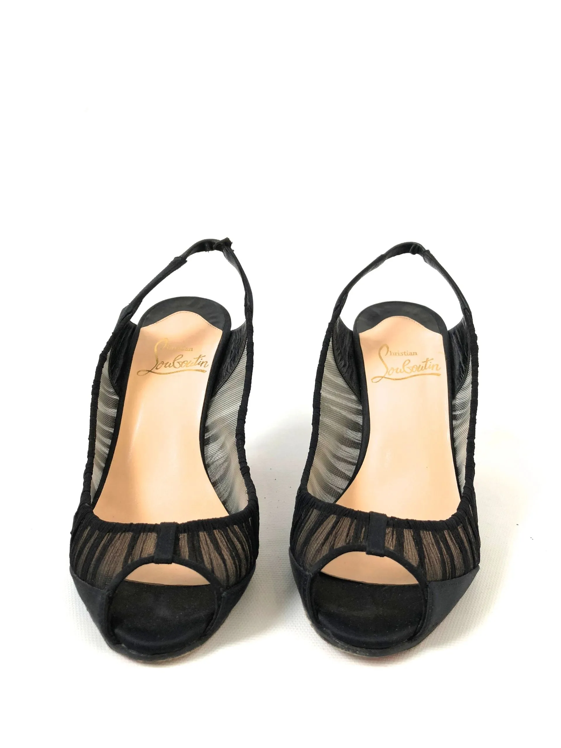 Christian Louboutin Rouched Tulle Slingback Size 36.5 It (6.5 Us)