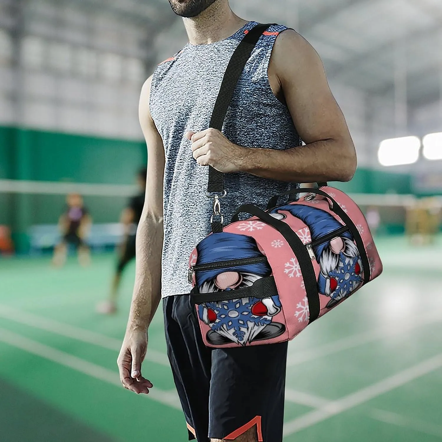 Christmas Dwarf Duffel Bag for Men Women with Shoe Compartment Waterproof Gym Travel
