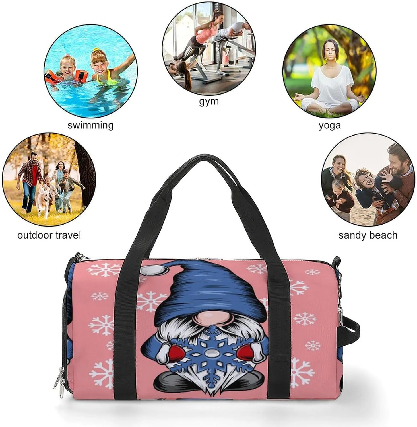 Christmas Dwarf Duffel Bag for Men Women with Shoe Compartment Waterproof Gym Travel