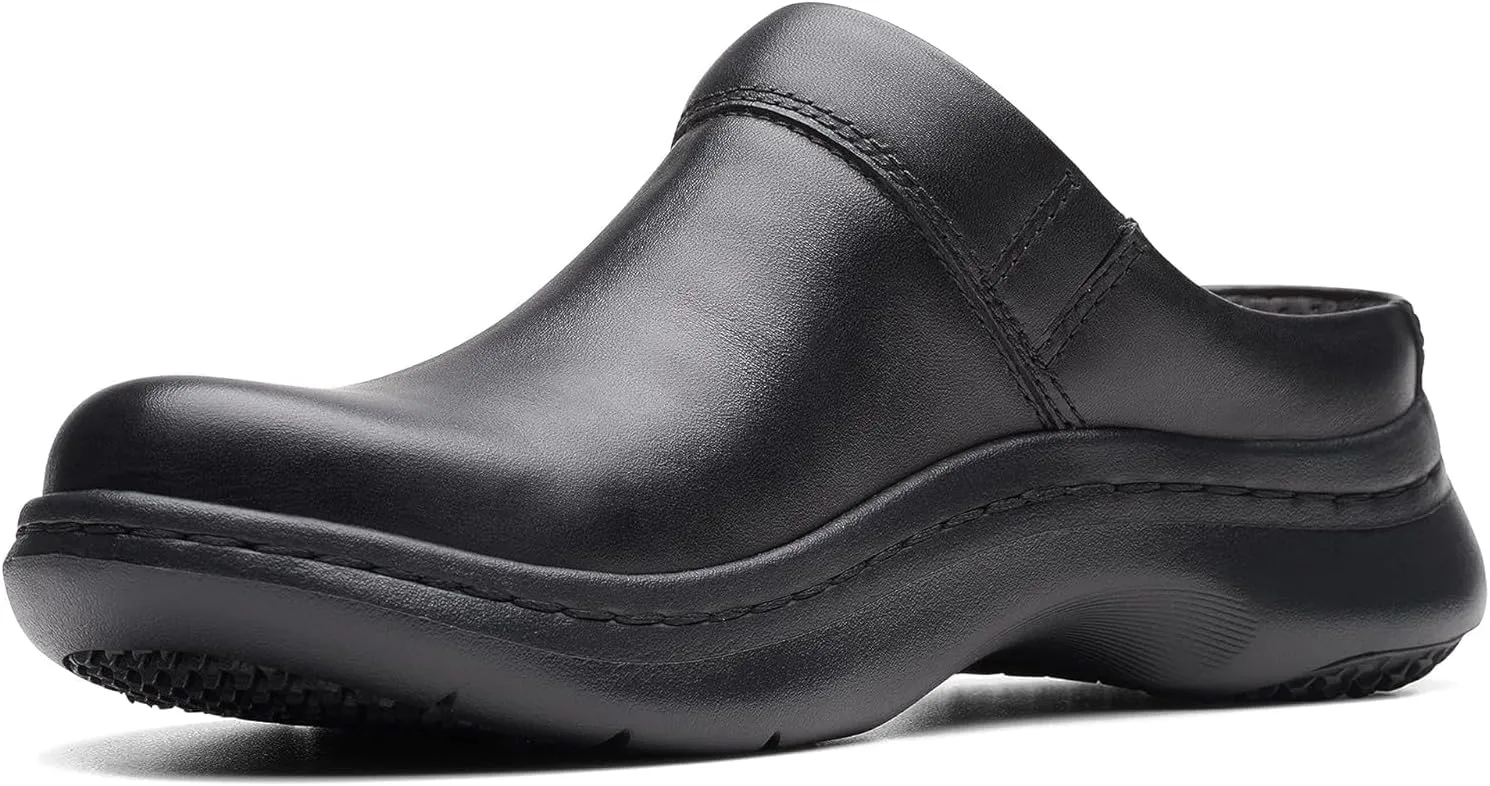 Clarks Unisex ClarksPro Clog Sneaker, Black Leather, 8 Wide US Women