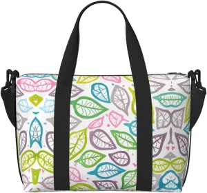 Coloured foliage lines Women's Hand-held Crossbody Travel Bag, Casual Handbag with Zipper, Suitable for Work, Travel, Fitness, Travel