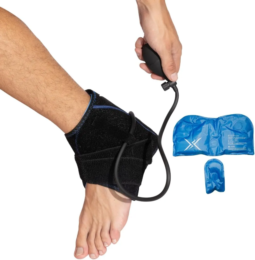 Compression Ankle Ice Pack - Ice Compression Ankle Wrap for Pain Relief | Soft Cold Brace for Recovering Injuries | Support for Swelling, Sprains, & Fractures | Reusable Gel, Fits Small & Large Feet