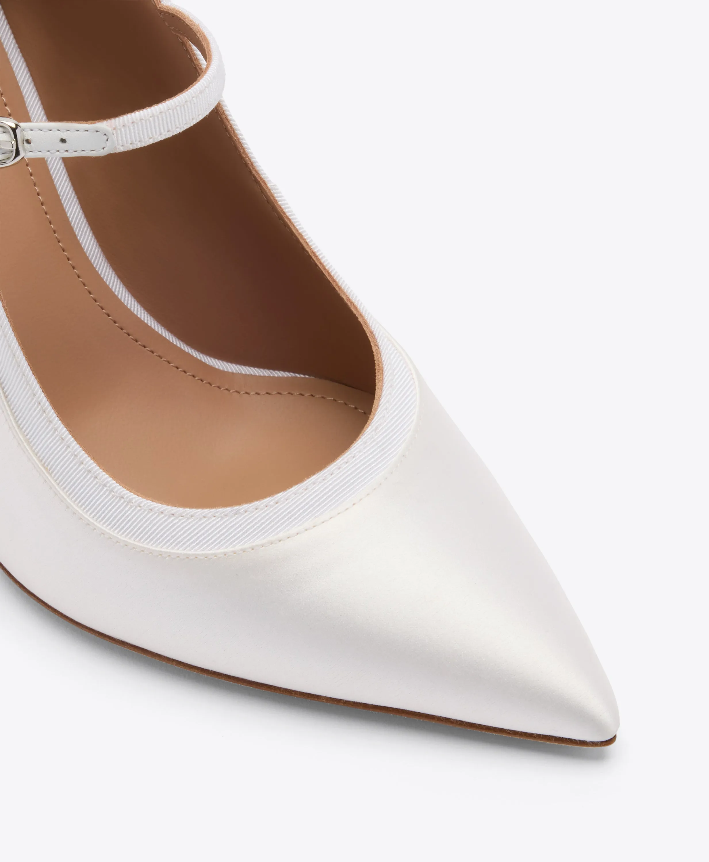Corina 85 White Satin Heeled Pumps