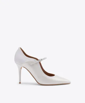 Corina 85 White Satin Heeled Pumps