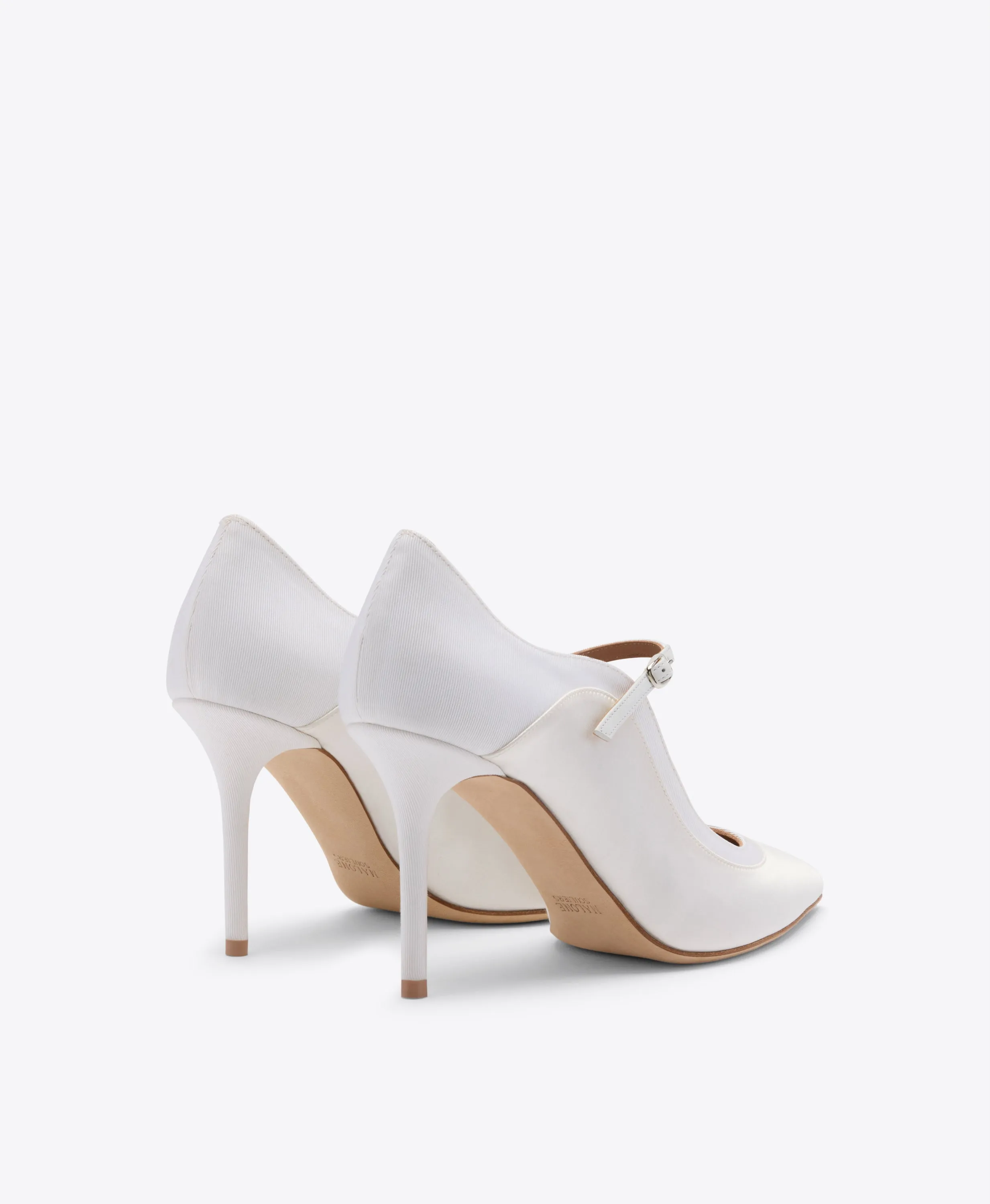 Corina 85 White Satin Heeled Pumps