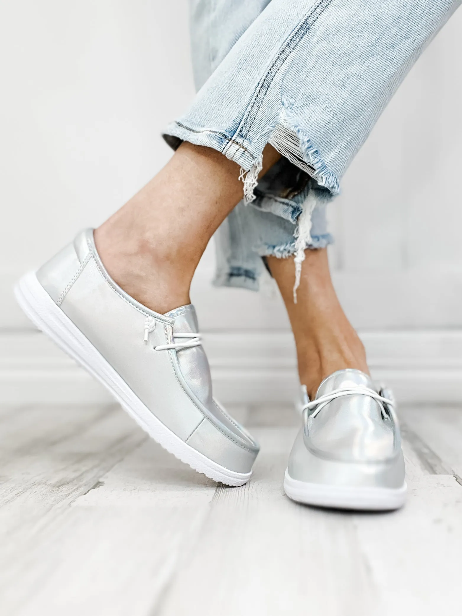 Corkys Kayak Silver Iridescent Slip-On Shoes