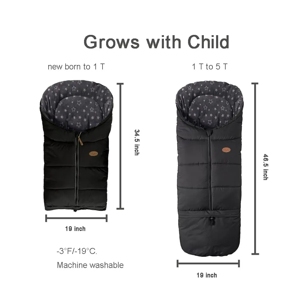 CozyMe Stroller Cover for Winter with Length Extension from Newborn to 5T,Anti-Slip and Water_Resistant Cozy Stroller Blanket,Infant Bassinet Bunting Bag, Anti-Kick Stroller Footmuff for Toddler