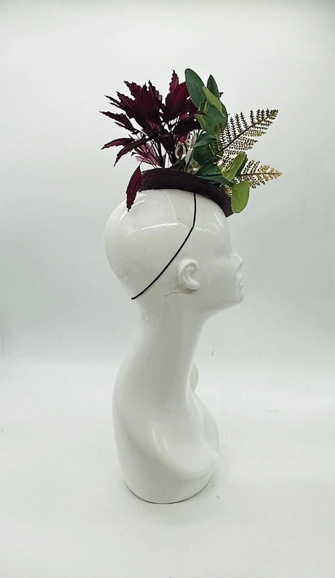Cream and Plum  Derby Fascinator, Kentucky Derby Hat Alternative, Kentucky derby hat (GOLD LINE)